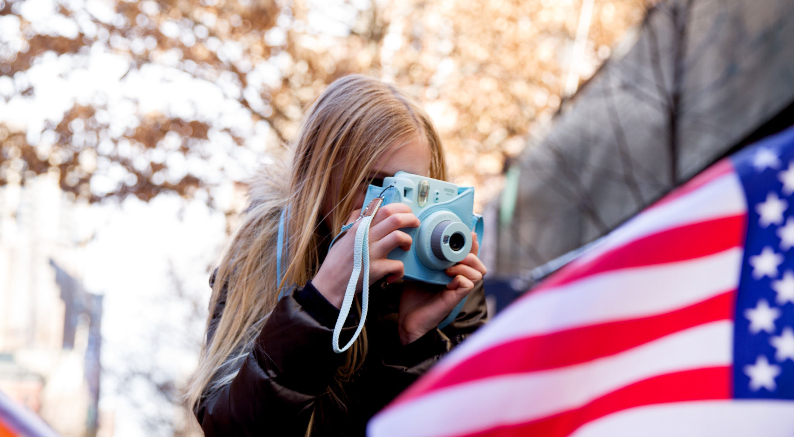 girl camera flag